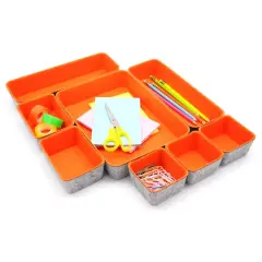Welaxy Felt 8 Piece Drawer Organizer Tray Set Orange