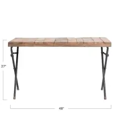Hello Honey&reg; 48" Rustic Wood & Metal Folding Narrow Entryway Table