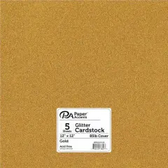 PA Paper&trade; Accents 12" x 12" Glitter Cardstock, 5 Sheets Gold