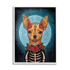 Stupell Industries Day of Dead Chihuahua Framed Giclee Art White