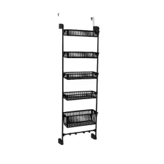 Household Essentials Over the Door Basket Storage Rack Black