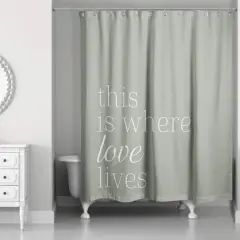Where Love Lives Olive 71" x 74" Shower Curtain