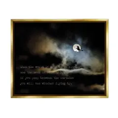 Stupell Industries Witch Flying By Moon Framed Floater Canvas Wall Art