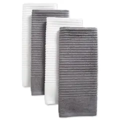 DII&reg; Gray & White Ribbed Terry Dishtowel Set