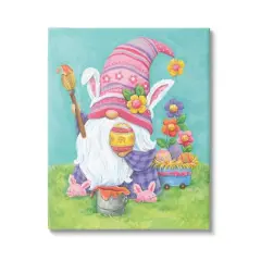 Stupell Industries Whimsical Gnome Painting Easter Eggs Festive Flowers Canvas Wall Art
