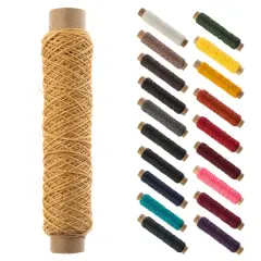 Gudebrod 0.018" 3 Ply Waxed Thread Bobbin, 75ft. Natural