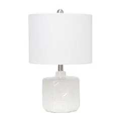 Lalia Home 19" Off-White Ceramic Eyelet Pattern Floral Textured Table Lamp