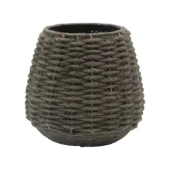 Hello Honey&reg; 5.5" Gray Hand-Woven Jute & Glass Votive Candle Holder