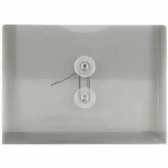 JAM Paper 5.25" x 7.5" Booklet Plastic Envelopes with Button and String Closure, 24ct. Smoke Gray