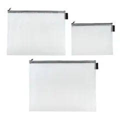 Mixed Gray Mesh Zipper Pouches by Simply Tidy&reg;, 3ct.