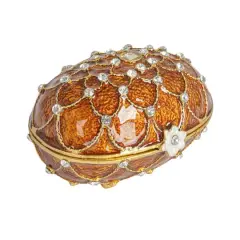 Hello Honey&reg; 3.5" Amber Jeweled Egg Trinket Box
