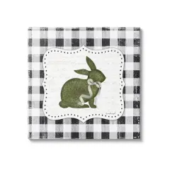 Stupell Industries Festive Easter Bunny Ribbon Spring Plaid Pattern Canvas Wall Art
