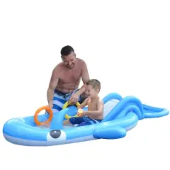 Pool Central&reg; 7ft. Inflatable Children's Whale Shaped Interactive Play Pool