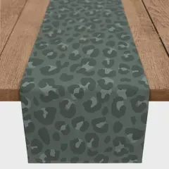 72" Leopard Cotton Twill Runner Gray