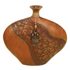 15" Brown Polystone Eclectic Vase