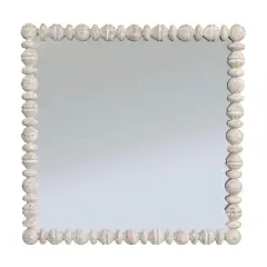 Hello Honey&reg; 25.75" White Square Raised Dowel Wood Wall Mirror