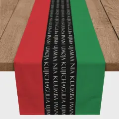 72" Kwanzaa Principles Tri Color Poly Twill Table Runner