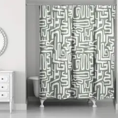 Woogly Shapes Shower Curtain Green