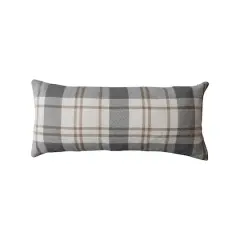Hello Honey&reg; 36" x 16" Brown, Gray & Natural Plaid Brushed Flannel Lumbar Pillow