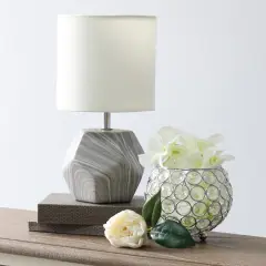 Simple Designs Round Prism Mini Table Lamp Marbled