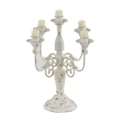 19'' White Iron Vintage Votive Candle Holder