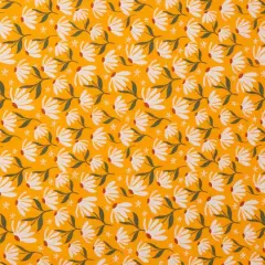 SINGER Coneflowers on Orange Cotton Fabric