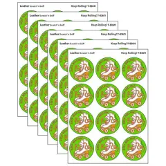TREND Enterprises&reg; Keep Rolling! Leather Scented Stickers, 6 Packs of 24