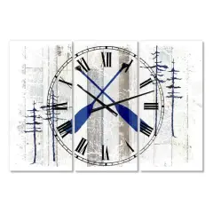 Designart The Blue Moose Oars Oversized Cottage 3 panel Wall Clock
