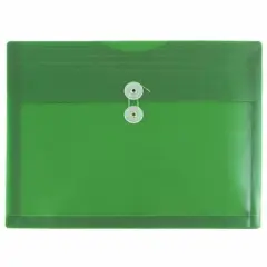 JAM Paper Booklet Plastic Envelopes with Button and String Closure, 108ct. Green