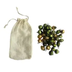 Hello Honey&reg; 1" Green & Gold Embossed Mercury Glass Ornament Set in Muslin Bag