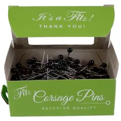 Fitz 1.5" Round-Head Corsage Pins, 144ct. Matte Black