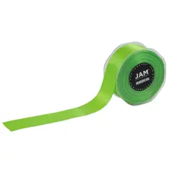 JAM Paper 1.5" x 25yd. Double Faced Satin Ribbon Lime Green