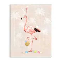 Stupell Industries Easter Flamingo Pink Bird Egg Hunt Basket Wall Plaque Art