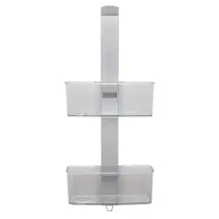 Bath Bliss Adjustable Rust Proof Aluminum 2 Tier Glass Door Shower Caddy