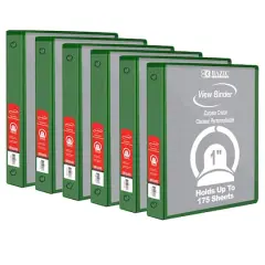 BAZIC&reg; 3 Ring View Binder with Pockets, 6ct. Green