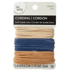 Cadet Blue, Ivory and Toast Soft Suede Lace Cording By Bead Landing&trade;