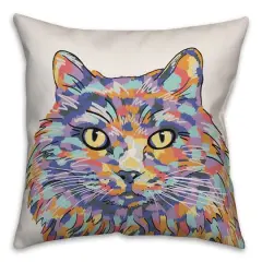 Watercolor Cat Throw Pillow