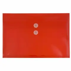 JAM Paper Booklet Plastic Envelopes with Button and String Closure, 108ct. Red