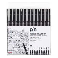 Uni-Ball&reg; Pin Black Fineliner Drawing 12 Pen Set