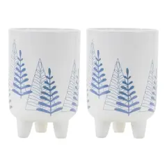 6" Modern Pine Tree Dolomite Planter with Legs, 2ct.