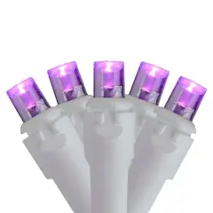 50ct. LED Wide Angle Christmas String Lights with White Wire Purple