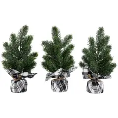 10" Unlit Iced Pine Artificial Christmas Tree Set