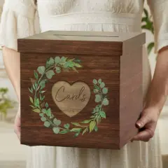 Kate Aspen&reg; Rustic Brown Faux Wood Print Card Box