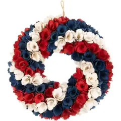 14.5" Americana Artificial Floral Wooden Wreath