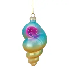 Blue & Pink Glass Seashell Ornament