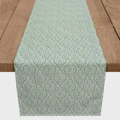 72" Quatre Print Cotton Twill Table Runner Green/Blue