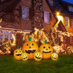 Glitzhome&reg; 8ft. Lighted Inflatable Jack-O-Lantern Pumpkins D&eacute;cor