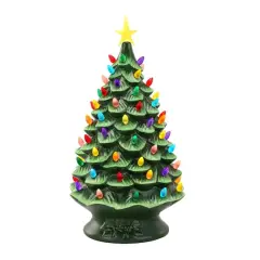 24" Green Lit Nostalgic Christmas Tree