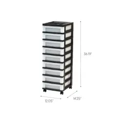 IRIS Black 9-Drawer Storage Cart with Organizer Top