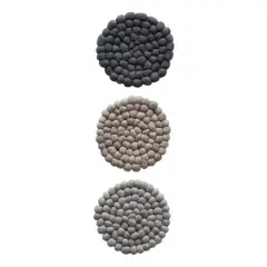 Hello Honey&reg; 7.5" Multicolor Round Wool Felt Ball Trivet, 3ct.